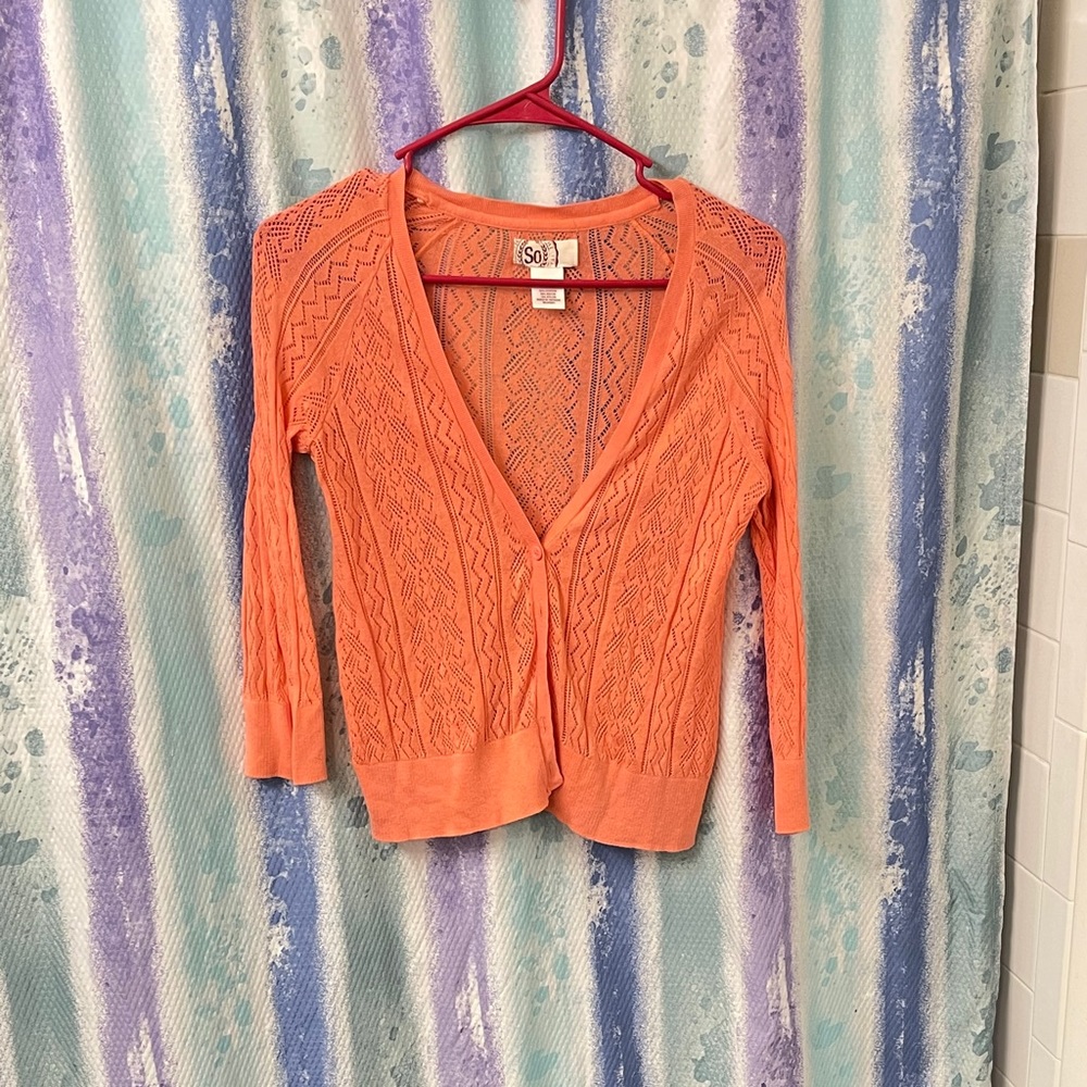 SO pink eyelet cardigan size medium